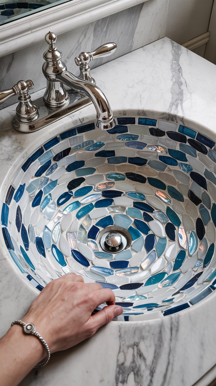 Blue Mosaic Bathroom Sink Ideas for Luxury Home Decor