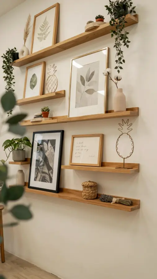 Entryway Shelf Ideas | Suspended Wall Shelf for Keys and Mail | Small Space Entryway Organization