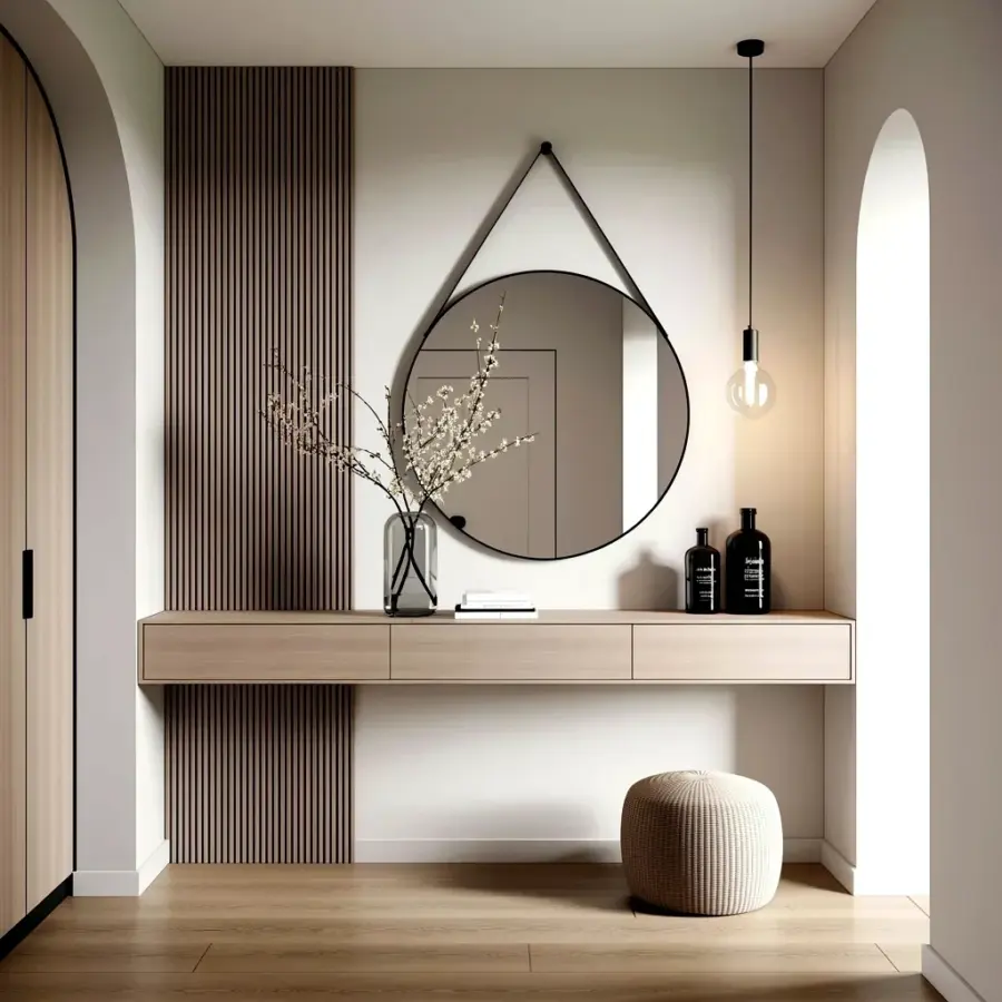 Budget Small Entryway Storage Ideas with an Arched Glass Cabinet